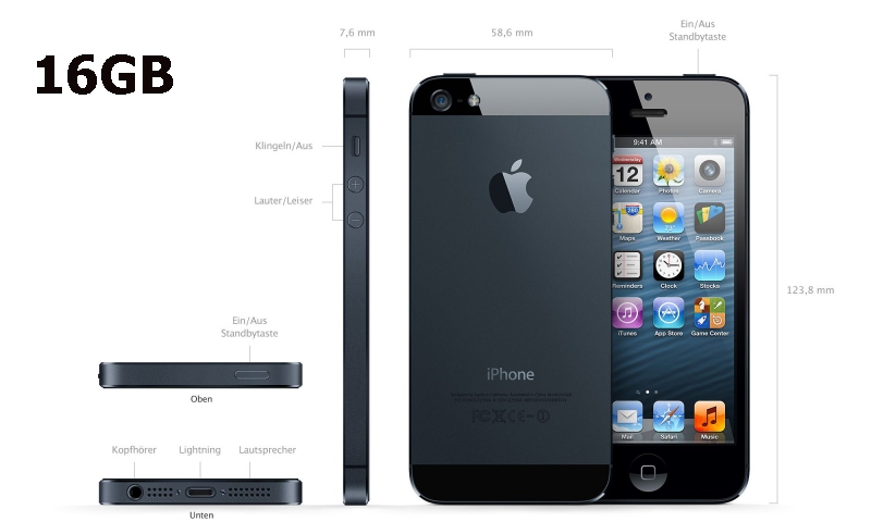 Apple iPhone 5, 16GB, schwarz | PDA Max