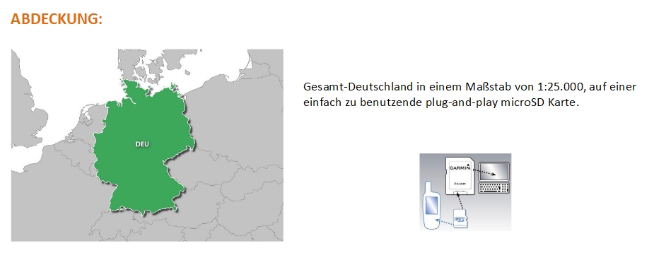 Kartenabdeckung Deutschlandkarte mit microSD Speicherkarte der Garmin topografischen Karte Version 9