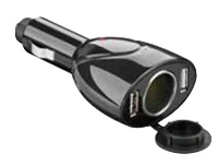 Doppel USB Lade Adapter mit zus�tzlichem 12/24V Anschluss, schwarz f�r HP iPAQ 114 Produktbild 1