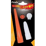 Fenix 4in1 Diffusor-Set bestehend aus Rotfilter, Diffusor-Linse, wei&szlig;em Diffusor und rotem Warnstab f&uuml;r Fenix LD10, LD20, PD20, PD30, L1D, L2D, P2 ...