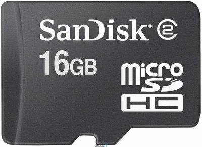 SanDisk MicroSDHC Speicherkarte 16GB Produktbild 1