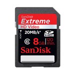 SanDisk Extreme HD Video SDHC Speicherkarte 8GB - 20MBs/Class6