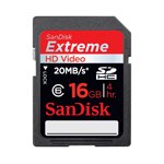 SanDisk Extreme HD Video SDHC Speicherkarte 16GB - 20MBs/Class6