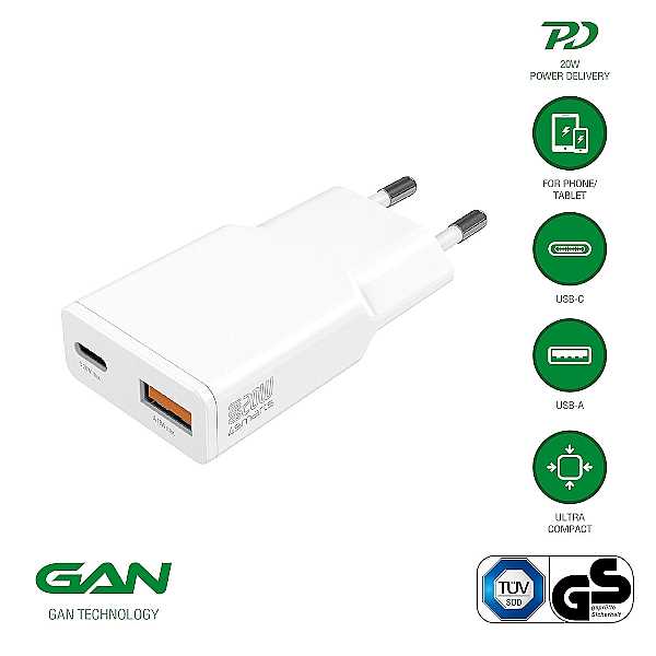 4smarts Dual GaN Ladeadapter USB-C/A 20W f�r Samsung Galaxy A33