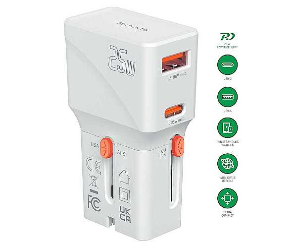 4smarts Weltreiseadapter Nomad Pocket 25W, wei� f�r Apple iPhone 17 Pro