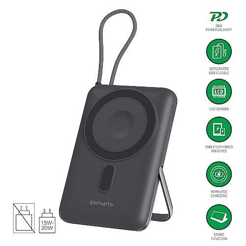 4smarts Wireless Powerbank 10.000mAh / 22.5W, Qi2 ready, spacegrau