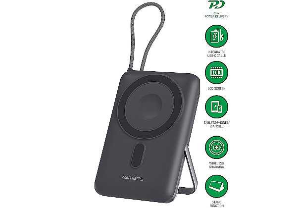 4smarts Wireless Powerbank 10.000mAh / 22.5W, Qi2 ready, spacegrau f�r Apple iPhone 16