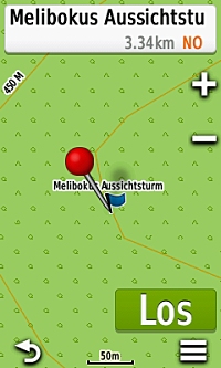 Melibokus Aussichtsturm angezeigt auf der Garmin Freizeitkarte am Oregon 600t