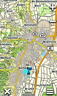 PDA Max Standort angezeigt auf der Garmin Topo V6 am Oregon 600