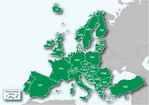 Abdeckung der Freizeitkarte von 
Europa fr Garmin GPSMap 64st