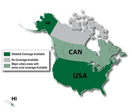 Abdeckung Garmin Fahrradkarte USA Kartenabdeckung der Fahrrad Karte USA mit Angabe des Detailgrades