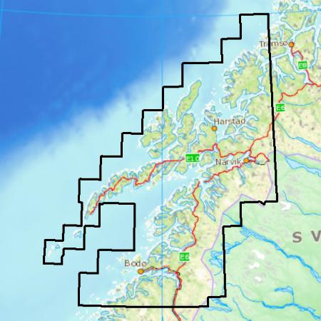 Die Kartendaten bieten topografische Abdeckung f�r die Region Nordland Nord in Norwegen.