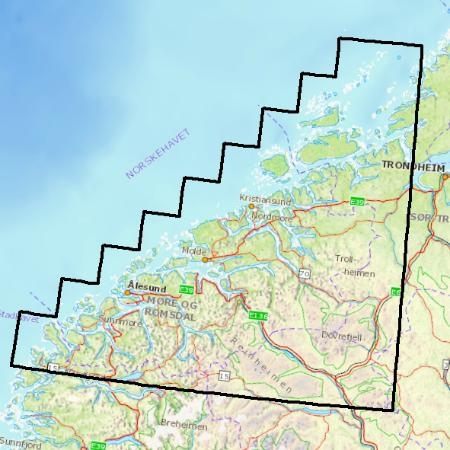 Die Kartendaten bieten topografische Abdeckung f�r einen Teil des Westens von Norwegen: Nordvest.