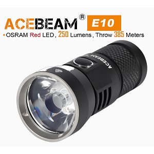 Acebeam E10, OSRAM rotlicht LED, 250 Lumen, 385m Leuchtweite - Wiederaufladbare LED Taschenlampe