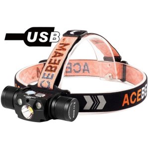 Acebeam H30-UV - Wiederaufladbare LED Stirnlampe, 4000  Lumen, 6500K, Cree XHP70.2 LED, Rotlicht, UV Licht, 21700 5100mAh Akku