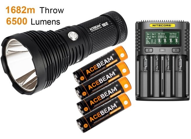 Produktbild von Acebeam K65GT - LED Taschenlampe, 6500 Lumen, 6500K, LUMINUS SBT-90 GEN2 LED, inkl. 4x 3100mAh Akku und Ladegerät