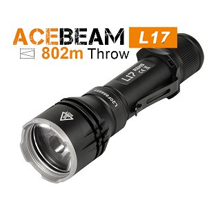 Acebeam L17 weiße LED- Wiederaufladbare LED Taschenlampe, 1400 Lumen, 802 Meter, 3.100mAh microUSB Akku