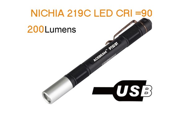 Produktbild von Acebeam PT10-GT - Stift LED Taschenlampe, NICHIA 219C LED, CRI &#8805;90, 400 Lumen, 10900 LiIon-Akku