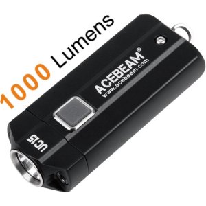 Acebeam UC15, schwarz - Schlüsselanhänger LED Taschenlampe, 1000  Lumen, Cree XP-L2  LED, rot und uv LED