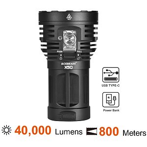 Acebeam X50 - LED Taschenlampe, 38000 Lumen, 5000K, 8 x CREE XHP70.2 LED, 4250mAh Li-ion Akku