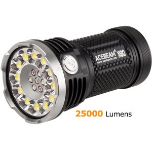 Acebeam X80 - LED Taschenlampe, 25000 Lumen, rot-grün-blau und ultraviolett LED, inkl. 4x 3100mAh Akku