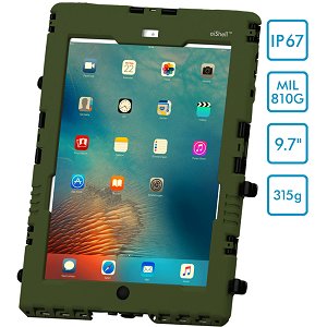 Andres Industries aiShell 9.7, olive grün, Touchfolie klar - wasserdichtes und schlagfestes Case für Apple iPad Air 2, iPad Pro 9.7 (5. Gen. 2017) ,  iPad 5th und iPad 6. Gen.