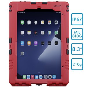 Andres Industries aiShell mini 8, rot, Touchfolie klar - wasserdichtes und schlagfestes Case für Apple iPad mini 6