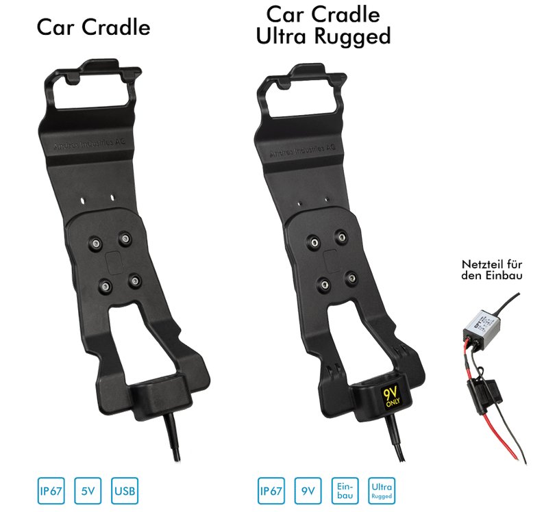 Andres Industries aiShell Car Cradle Ultra Rugged (Kabellänge 1,8m mit Car Cradle Connector