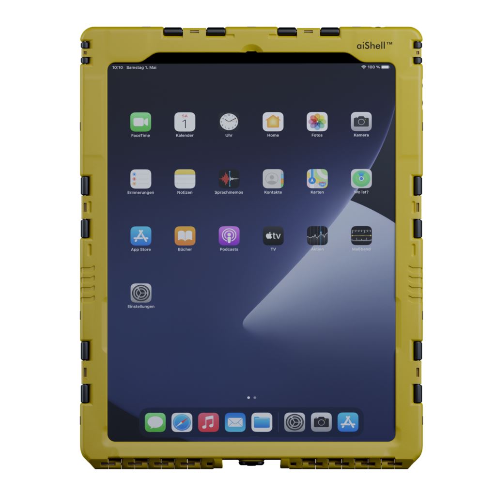 Produktbild von Andres Industries aiShell 12, gelb Schutzgehäuse mit Touchfolie glas für Apple iPad Pro 12.9 3/4/5