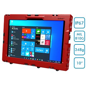 Andres Industries GoShell 10, rot, Touchfolie Hybridglas - wasserdichtes und schlagfestes Case für Microsoft Surface Go und Surface Go 2