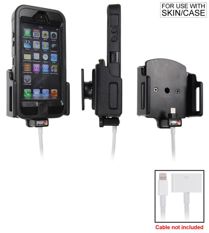 Produktbild von Brodit KFZ Halter mit Ladekabel Fixierung 514440 für Apple iPhone SE,iPhone 5C,iPhone 5S u.a.