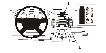 Produktbild von Brodit ProClip 853498, Armaturenbrett, Mitte für Nissan Micra (Bj. 2003-2010, Lenkrad links)