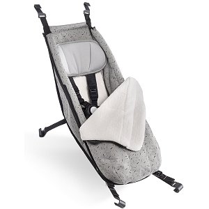 Croozer Babysitz Hängematte, Stone grey / colored, mit 5-Punkt-Gurtsystem und Kopfpolster inkl. Winter-Set