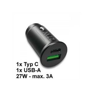 Dual KFZ Lade Adapter (USB-C + USB-A), schwarz für Apple iPhone 11 Pro Max