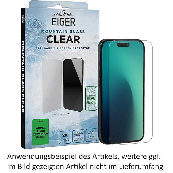 Eiger Displayschutz (EGSP01062) f�r Apple iPhone 16 Pro/ 17/ 17 Pro