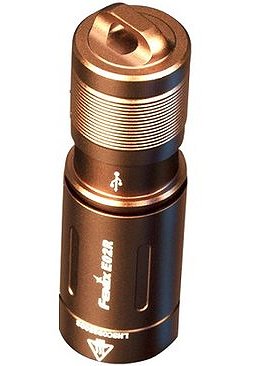 Produktbild von Fenix E02R braun - Wiederaufladbare LED-Taschenlampe mit 200 Lumen für Schlüsselanhänger