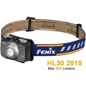 Fenix HL30 2018 grau - LED Stirnlampe, 300 Lumen, Rotlicht, Cree XP-G3, inkl. AA Batterie
