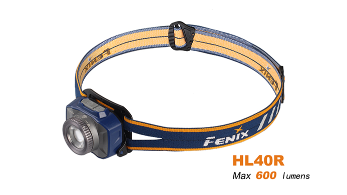 Produktbild von Fenix HL40R blau - Stirnlampe mit 600 Lumen, microUSB Ladeanschluss + eingebauter 2000 mAh Li-Polymer-Akku