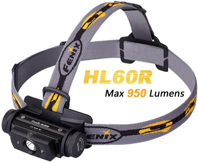 Produktbild von Fenix HL60R schwarz - LED Stirnlampe mit 950 Lumen inkl. Fenix 18650 Akku mit 2600mAh