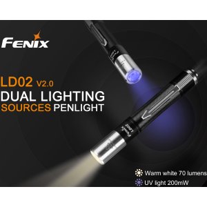 Fenix LD02 V2.0 LED Taschenlampe, 70 Lumen warmweiß 90 CRI, 365nm UV, Cree XQ-E HI LED, inkl. AAA Batterie