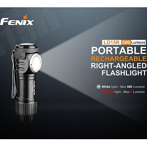 Fenix LD15R wiederaufladbare LED Taschenlampe, 500 Lumen, Cree XP-G3, inkl. 16340 LiIon Akku