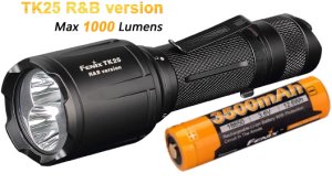 Fenix TK25R&B Taschenlampe, 1000 Lumen, Cree XP-G2 S3 weiß LED, XP-E2 rot und blau LED, 3500 mAh Akku
