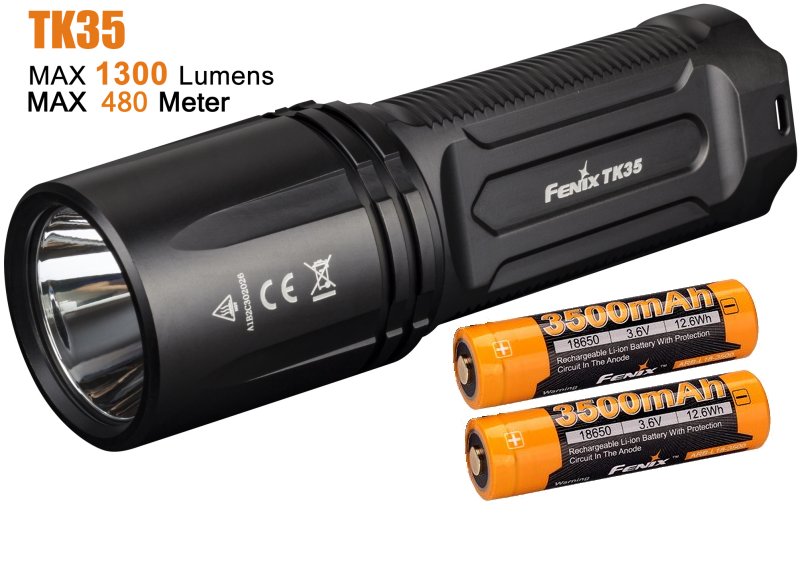Produktbild von Fenix TK35 2018 - wiederaufladbare LED Taschenlampe, 1300 Lumen, Cree XHP35 HI nw LED, inkl. 2x 18650 LiIon Akku mit 3500mAh