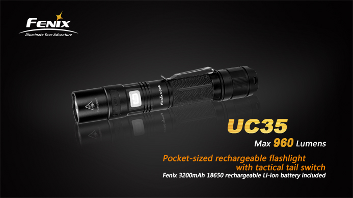 Kydex Holster Fenix UC35 V2.0 1000 Lm 3500mAh 18650 Rechargeable LED Flashlight 