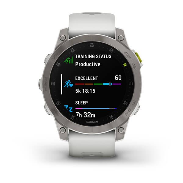 Produktbild von Garmin Epix Sapphire (2022), weiss/titanium - Premium GPS Multisport Smartwatch mit brillantem AMOLED Display