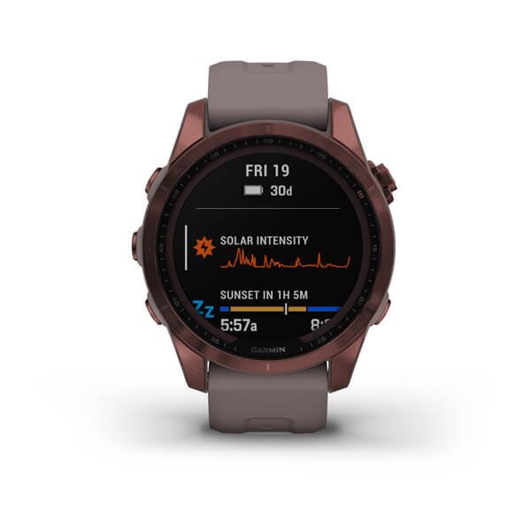 Produktbild von Garmin fenix 7S Sapphire Solar, grau/braun - GPS Multisport Smartwatch