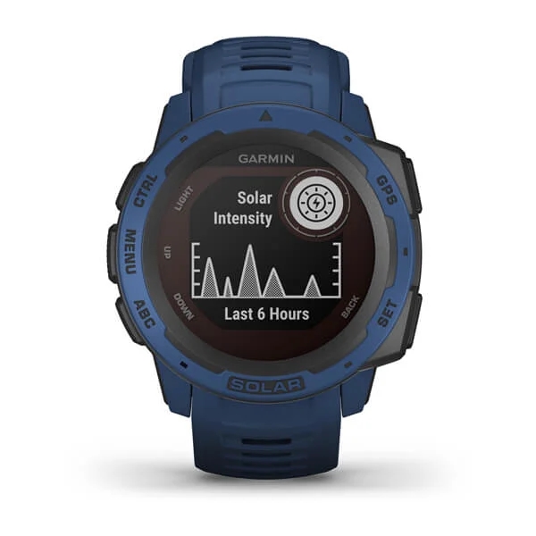 Produktbild von Garmin Instinct Solar, dunkelblau - GPS Outdoor Smartwatch mit extra Power dank Solarenergie