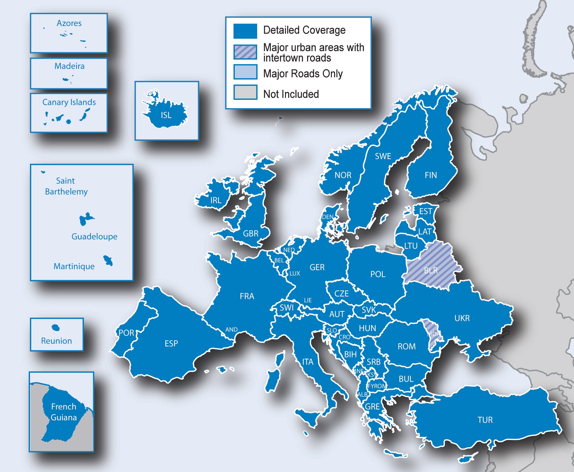Ansicht der Abdeckung für das Garmin Kartenmaterial Europa