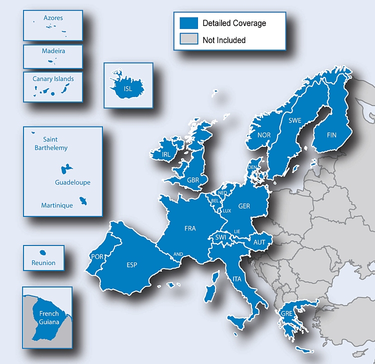 Der zumo 345 verfgt ber vorinstalliertes Kartenmaterial fr Westeuropa
