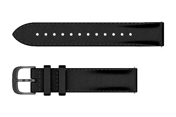 Garmin Leder Schnellwechsel-Armband 18mm, schwarz mit schiefergrauer Schnalle (010-12932-61)